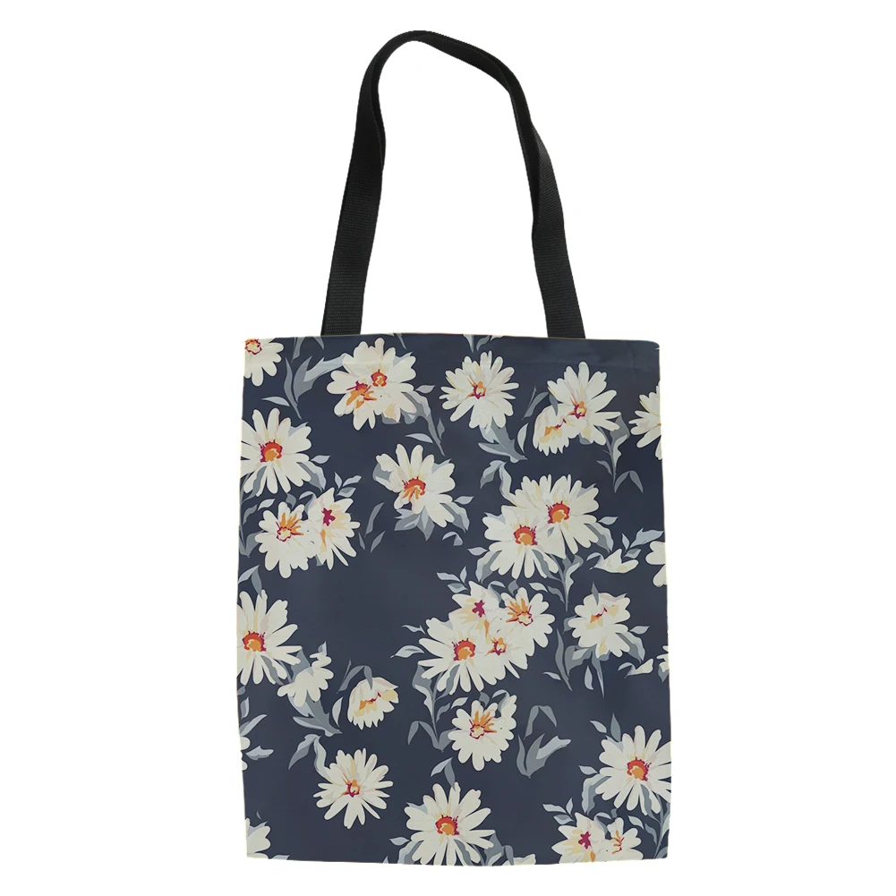 Exquisite Flower Print Capacity Handle Bag Adult Student Outdoor Shopping Bag Lightweight Daily Decoration Draagtas