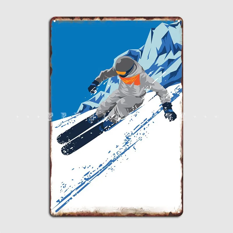 

Skiing Border Metal Sign Painting Decor Club Home Printing Home Tin Sign Poster