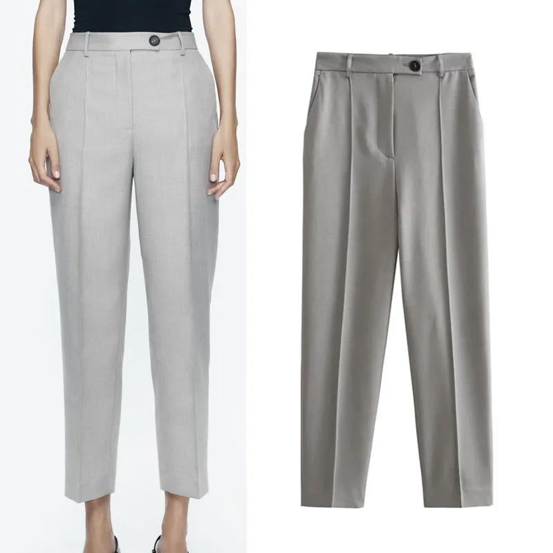 

Брюки женские плиссированные с высокой талией и карманами, на осень