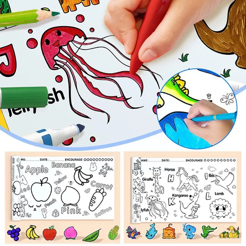 

Детский рулон клейкой цветной бумаги для рисования, цветная бумага для рисования для детей, «сделай сам», живопись овощей и животных для ран...