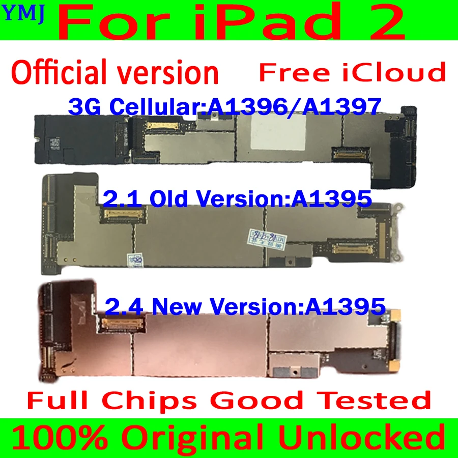 

Free Shipping MainBoard A1395 Wifi And A1396/A1397 3G Version For IPad 2 Motherboard Original Unlock Logic Board Clean Icloud