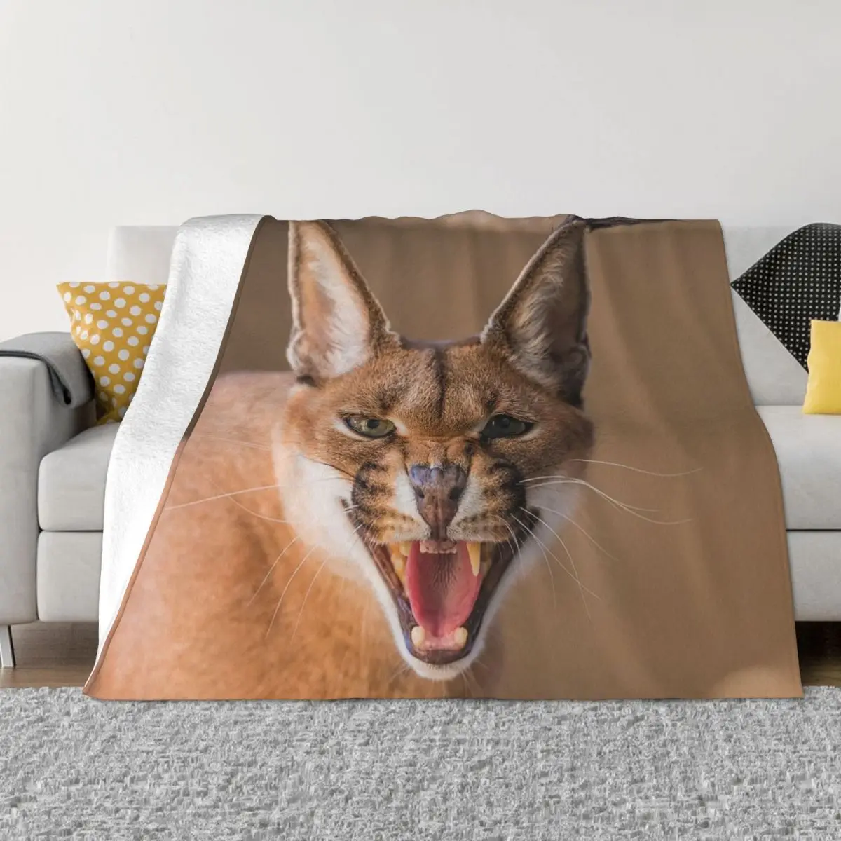 

Big Floppa Wool Blankets Animal Cat Vintage Throw Blankets for Home Hotel Sofa Bedspreads