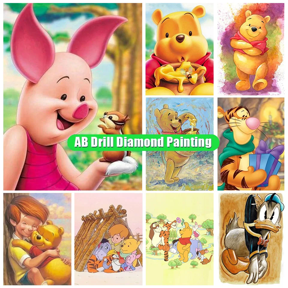 

5D Ab Diamond Painting Disney Friends Winnie The Pooh Embroidery Cross Stitch Handicraft Art Drill Mosaic Resin Home Decor Ll266
