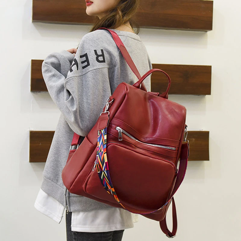 Ladies Large Capacity School Bag for Girls Fashion Anti-theft Women Backpacks Famous Brand High Quality Leather Female Backpack