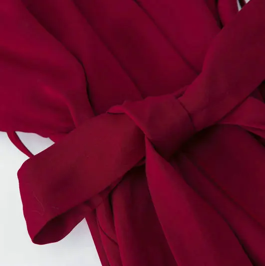 Bridesmaid Bride Robes Rayon Cotton Kimono Robes with Lace Robe Trim Women Wedding Bridal Robe Short Belt Burgundy