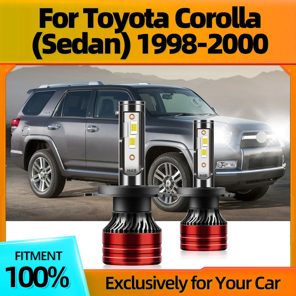 

KINGSOFE 2 шт. Автомобильная передняя фара белого цвета H4 Дальний и ближний свет IP68 Водонепроницаемая 300% яркость для Toyota Corolla (седан) 1998-2000