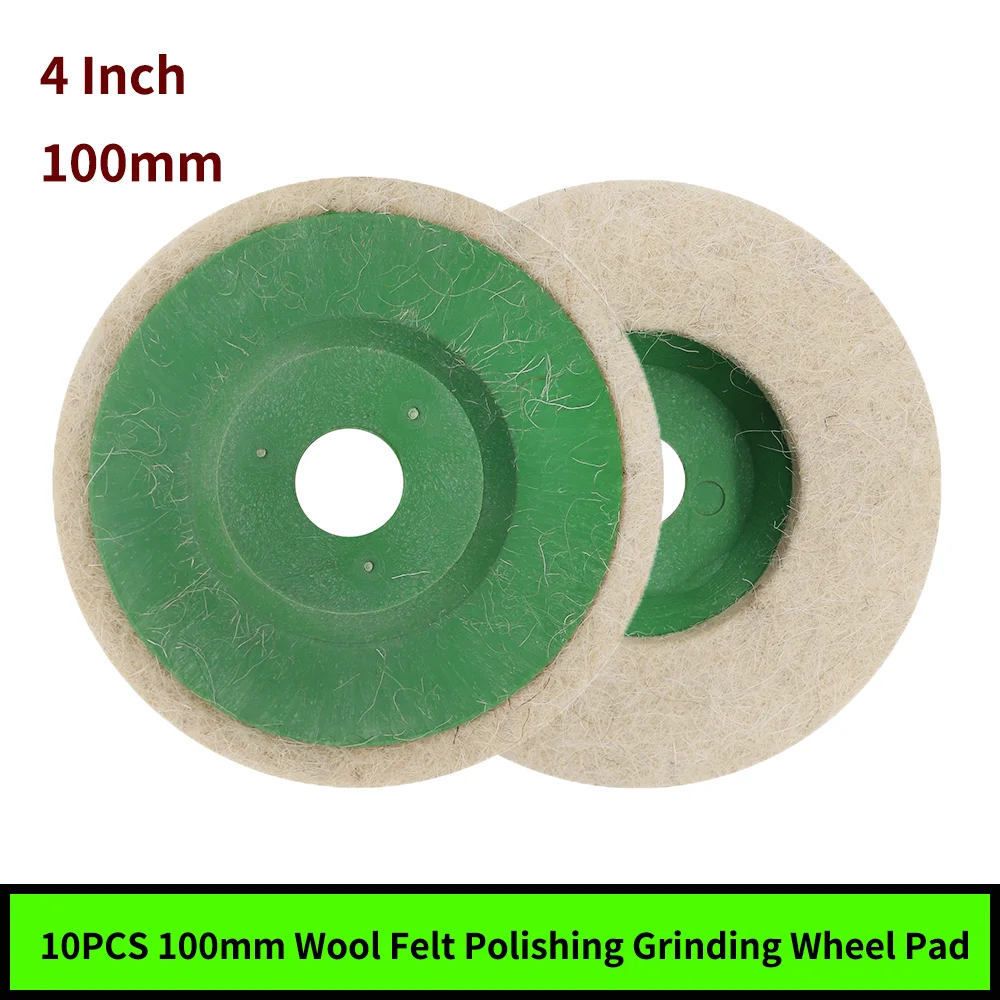 

10PCS 100mm Wool Felt Polishing Grinding Wheel Pad Angle Grinder Buffing Wheels for Metal Polishing Glass Ceramics Marble