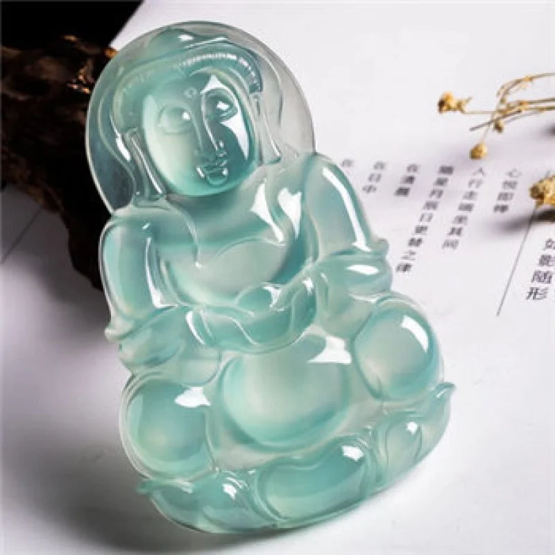 Натуральный полностью зеленый Подвеска Будды из нефрита и ледяного с