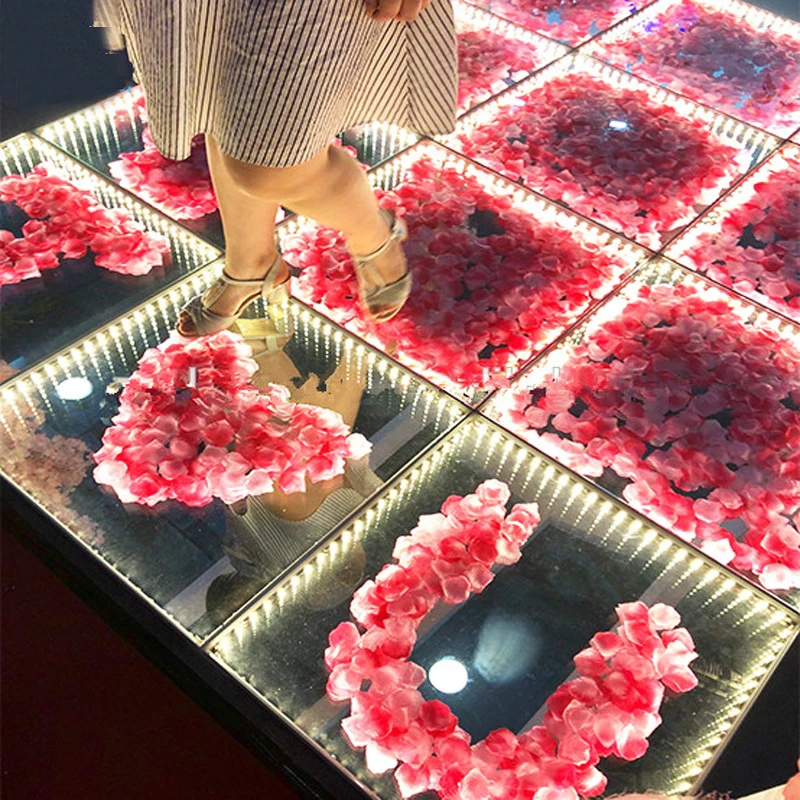 2019 new custom new infinity flower wedding decoration rental magnetic led dance floor for sale