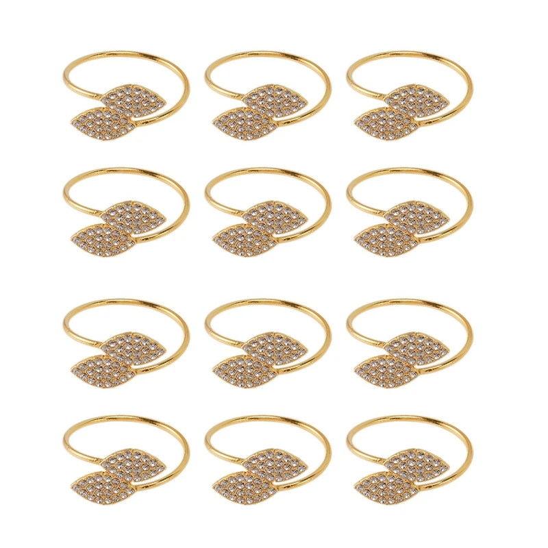 

Napkin Ring, 24 Pcs Metal Napkin Rings Holder For Wedding Party Dinner Table Decoration (Leaf-Gold)