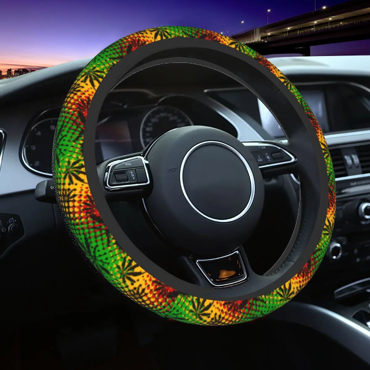 

Car Steering Wheel Covers Rasta Maple Rastafarian Weed Leaf Braid On The Steering Wheel Cover Auto Steering-Wheel Accessories