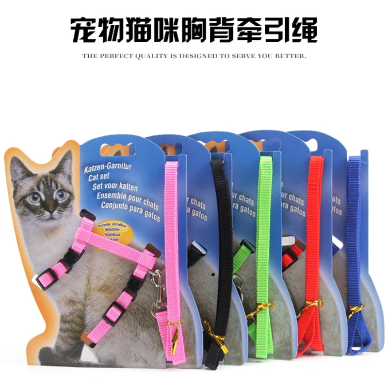 

Pet Cat Chain Traction Rope Chest Strap Nylon Cat Special Traction Rope 5 Colors Pet Supplies Can Be Selected Cat Accessories