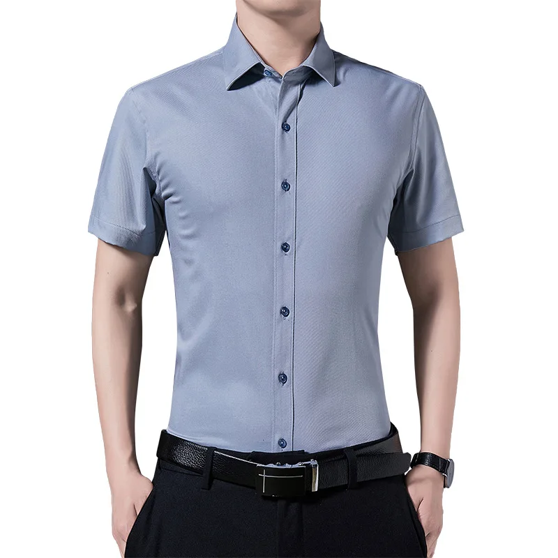 

BROWON Brand Summer Shirts for Men 2023 Solid Color Casual Turn-Down Collar Mens Shirts Short Sleeve Slim Fit Shirt Men Camisas