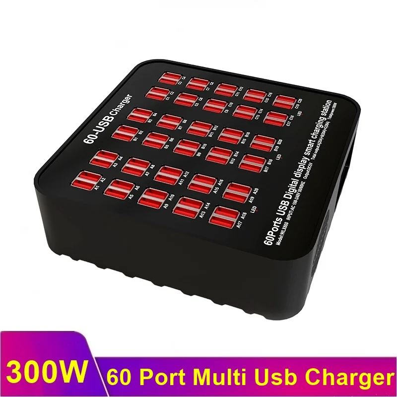 

300W Universal Multi USB Charger Station 60 Ports Fast Charging Carregador for iPad iPhone 11 12 13 Pro Max Samsung Tablet 충전기