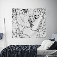 abstract comic pattern line love men and women illustration wall hanging tapestry art blanket hanging home dormitory decoration