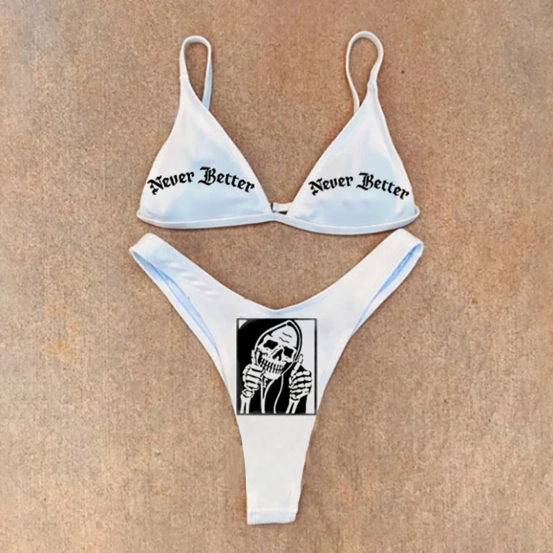 

Bikini Women's 2023 New Sexy Skull Print Bikini Swimwear Купальник Женский Biquini Bathing Suit Women