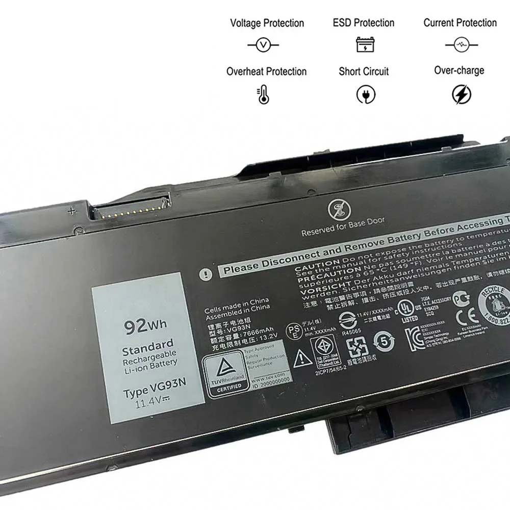 Аккумулятор DODOMORN VG93N для ноутбука Dell Latitude 5480 5490 5491 5495 5580 5590 5591 E5480 E5490 Precision 15 3520 3530