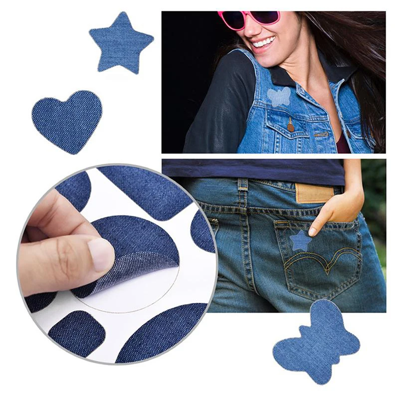 

DIY Iron On Denim Patches for Clothing Jeans Self Adhesive Repair Fabric DIY Household Apparel Sewing Fabric Denim Patches