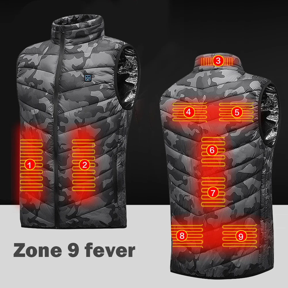 

Men 9 Areas Heated Jacket Winter Outdoor Electric 3Speed Heating Jacket Warm Sprots Thermal Coat Clothing Heatable Cotton jacket