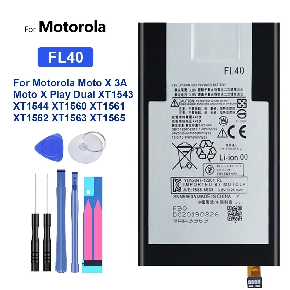 Аккумулятор FL40 3630 мАч для мобильного телефона Motorola Moto X 3A Play Dual XT1543 XT1544 XT1560 XT1561 XT1562