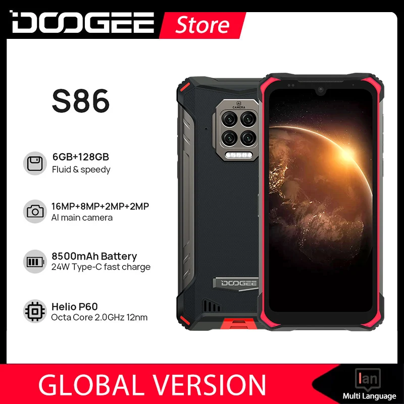 Смартфон DOOGEE S86 защищенный 6 + 128 ГБ 8500 мАч IP68/IP69K | Мобильные телефоны и аксессуары