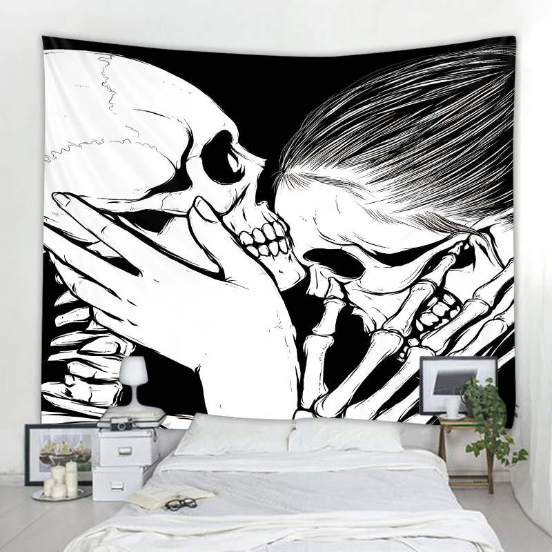 

Witchcraft Tapestry Mandala Boho Tapestry Curtain Party Decoration Tapestry Skeleton Love Illustration Decorative Tapestry