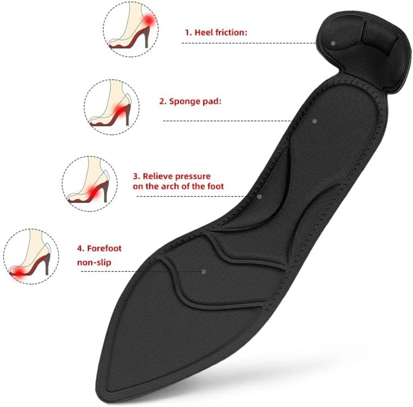 1 Pair Memory Foam Insole Pad Inserts Heel Post Back Breathable Anti-slip for Women High Heel Shoe New Shoe Arch Support Insoles