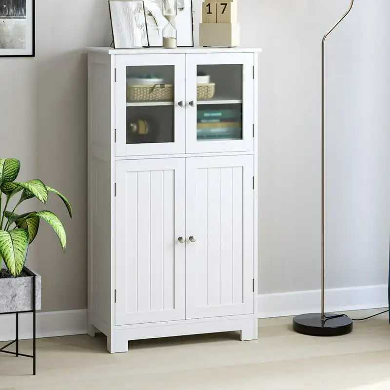 

Storage Cabinet, Floor White Wooden Linen Cabinet with Shelves and Doors, Kitchen Cupboard Filing cabinet drawer Filing cabinet