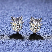 moissanite diamond antler elk earrings s925 silver moissanite silver earrings fashion ins accessories jewelry