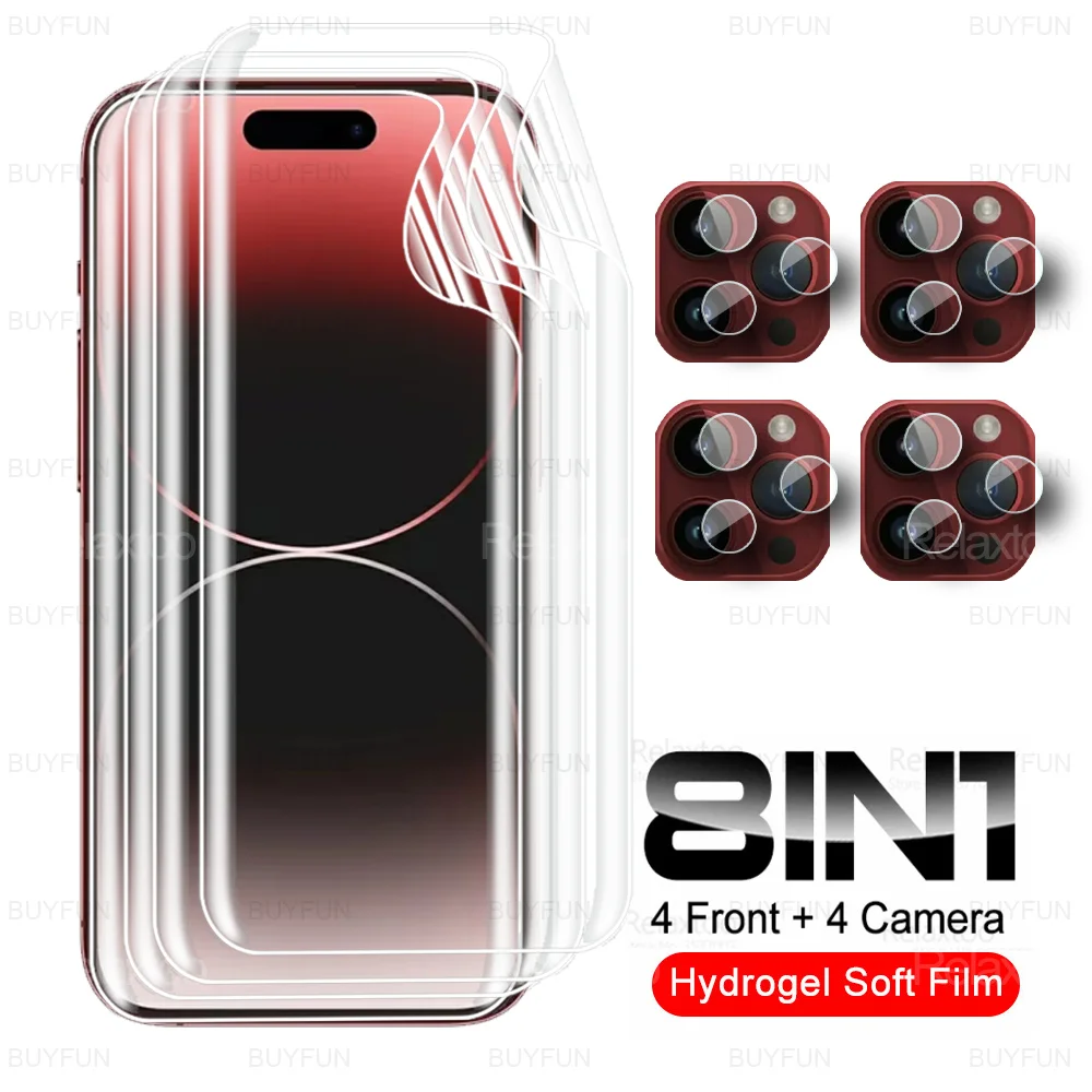 

8in1 For iPhone 15 Pro Max Hydrogel Film Not Tempered Glass iPhone15 Plus iPhone15Pro 15Pro 15Promax 5G Camera Screen Protector