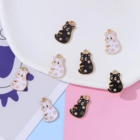 10pcs 1220mm black enamel cartoon animal cat charm pendant necklace earring bracelet keychain diy material jewelry craft suppli