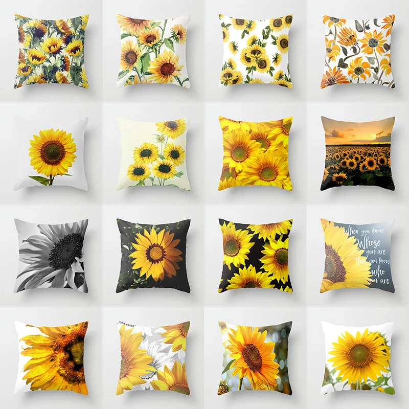 

Sunflower Cushion Cover Summer Sofa Pillow Cases Bedroom Home Decor Car Office Decorative 45x45cm