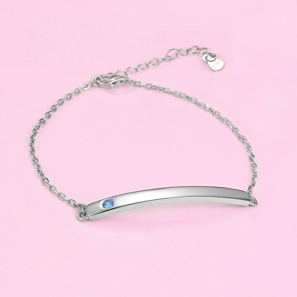 925 Sterling Silver Personalized Custom Engraved Name With Birthday Delicate Friendship Bracelet Jewelry Gifts for Women Girls