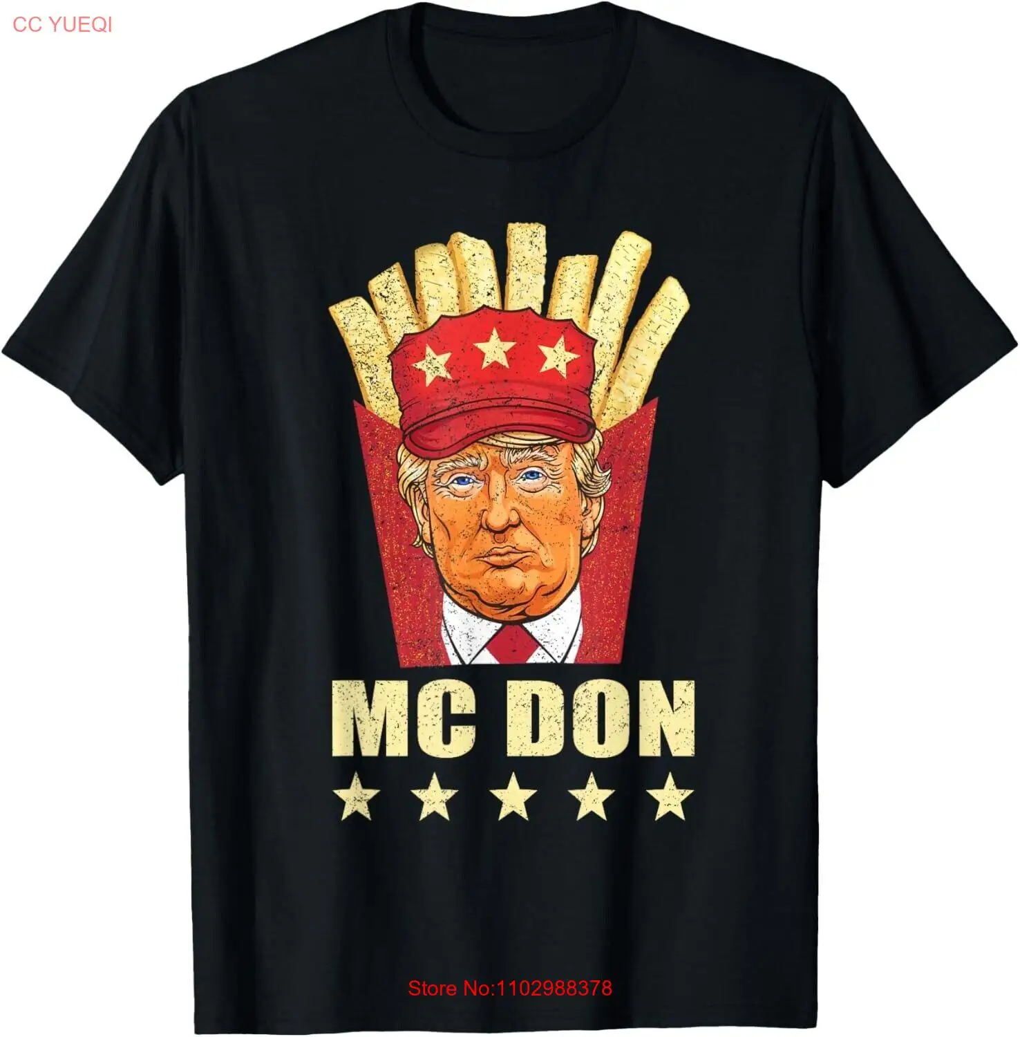 Забавная футболка McDon 2024 с изображением картофеля фри Дональда Трампа и