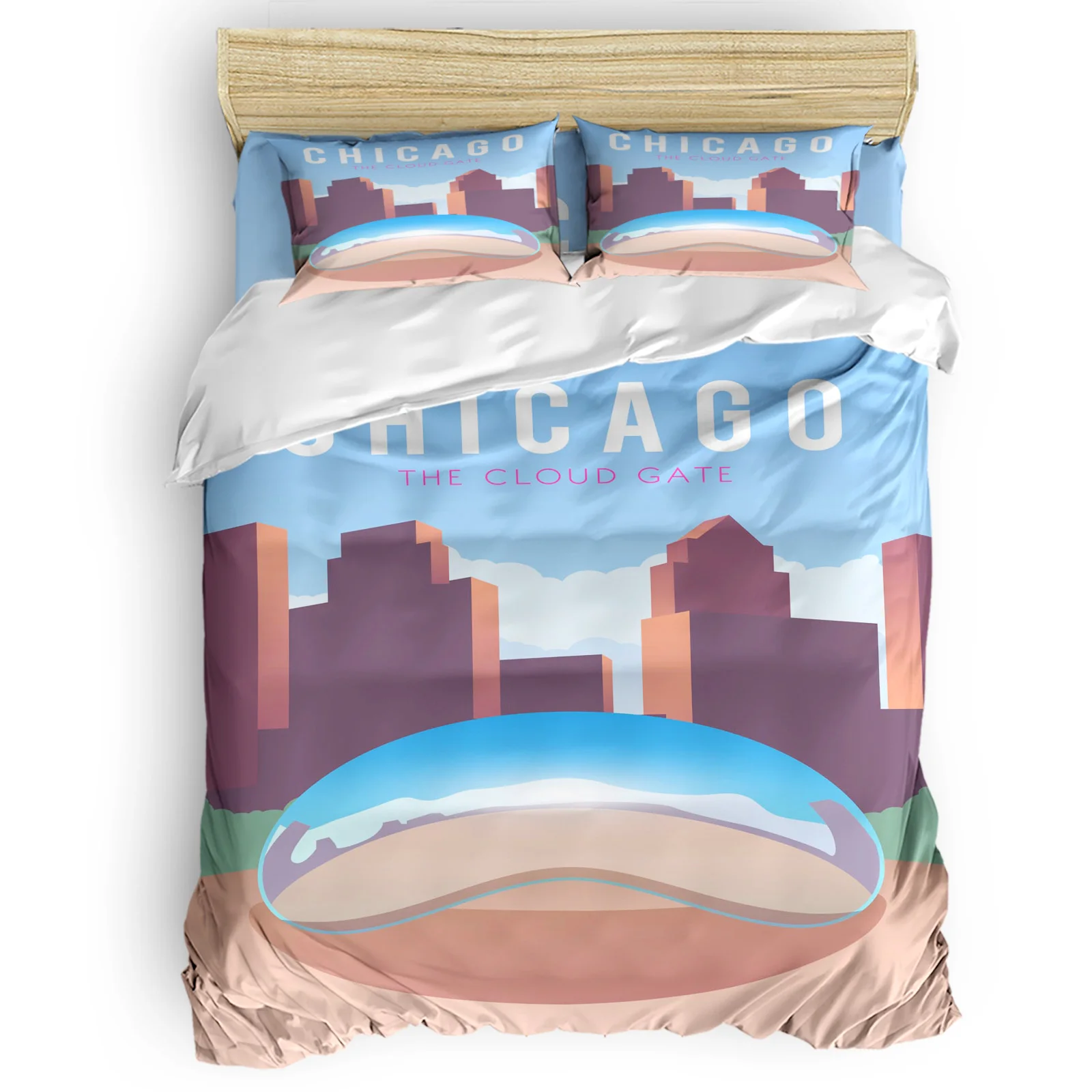 

Chicago Blue Sky Building Comfortable Household Goods Bedroom Bed Luxury Duvet Cover 2/3/4 Pieces