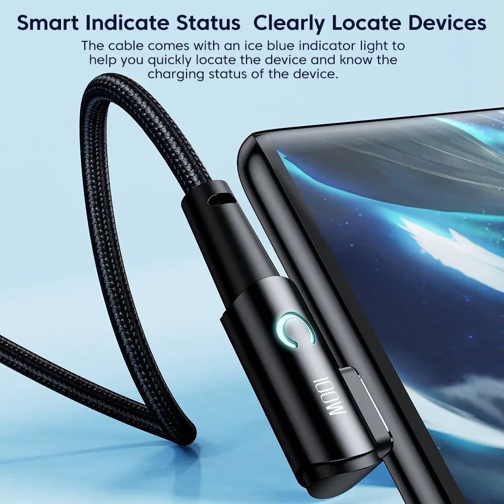 Кабель для быстрой зарядки USB-C Toocki 6A с угловым разъемом 90 градусов для OPPO OnePlus Honor Huawei Realme Совместимость ...