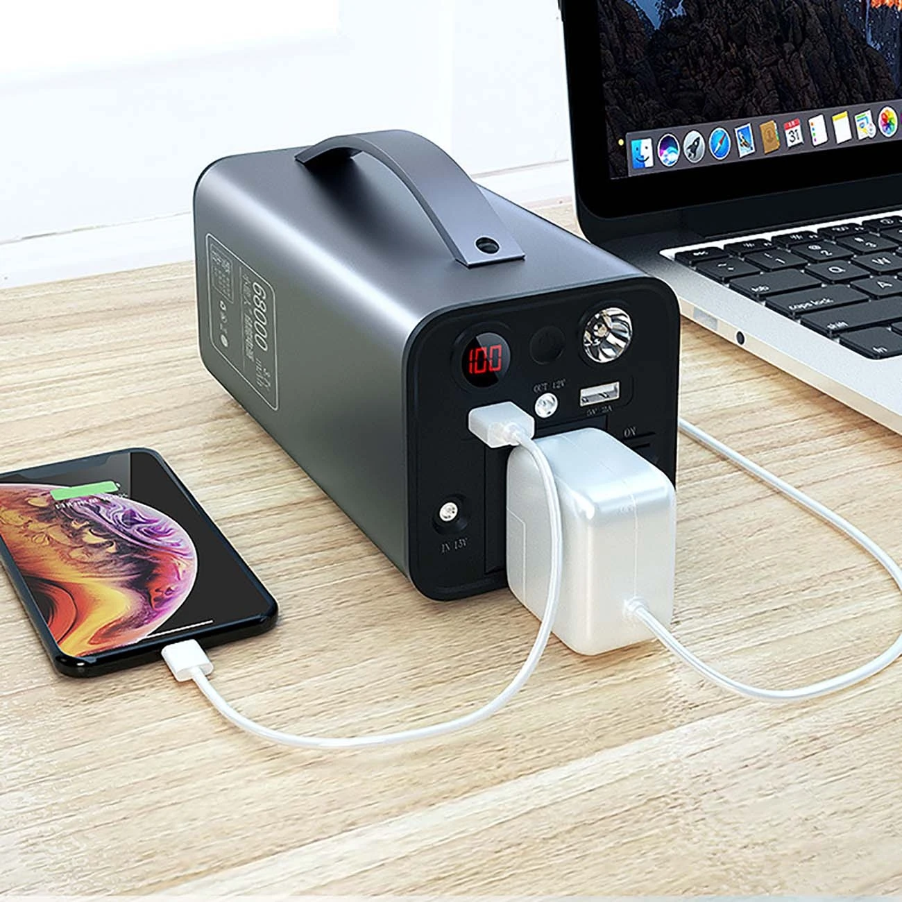 Najtaniej 220V 180W Power Bank Akumulator Generatora 68000mAh Przenośna Elektrownia Zewnętrzne Zasilanie Awaryjne Camping Inverter