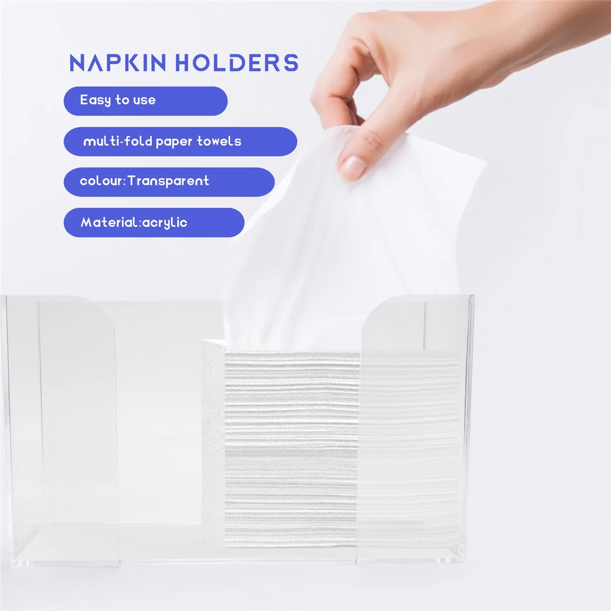 Countertop Paper Towel Dispenser Clear Guest Napkin Holder Suitable for Z-Fold C-Fold or Multi-Fold Towels