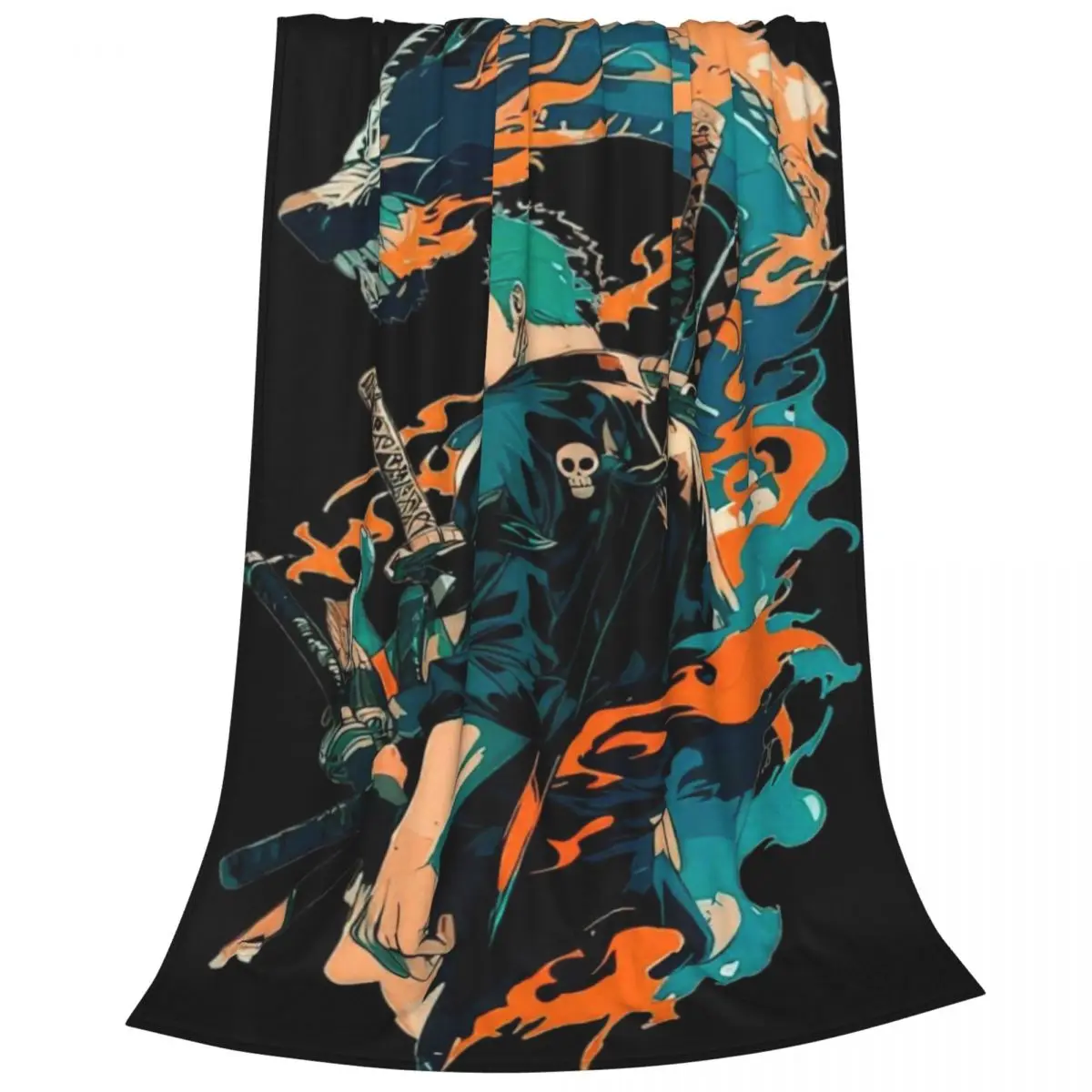 Plush Flannel Blanket Zoro With Dragon Warm and Snuggly Fleece Throw for Couch Bed Camping Adventures Any Time of Year