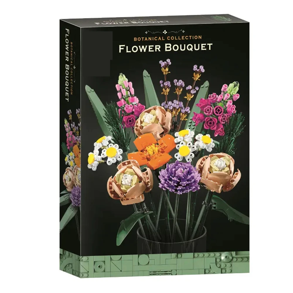 

FIT 10280 Creative Bouquet Perpetual Flower Model Home Decoration Plant Potted Flowers Building Block Bricks Gift Kid Set