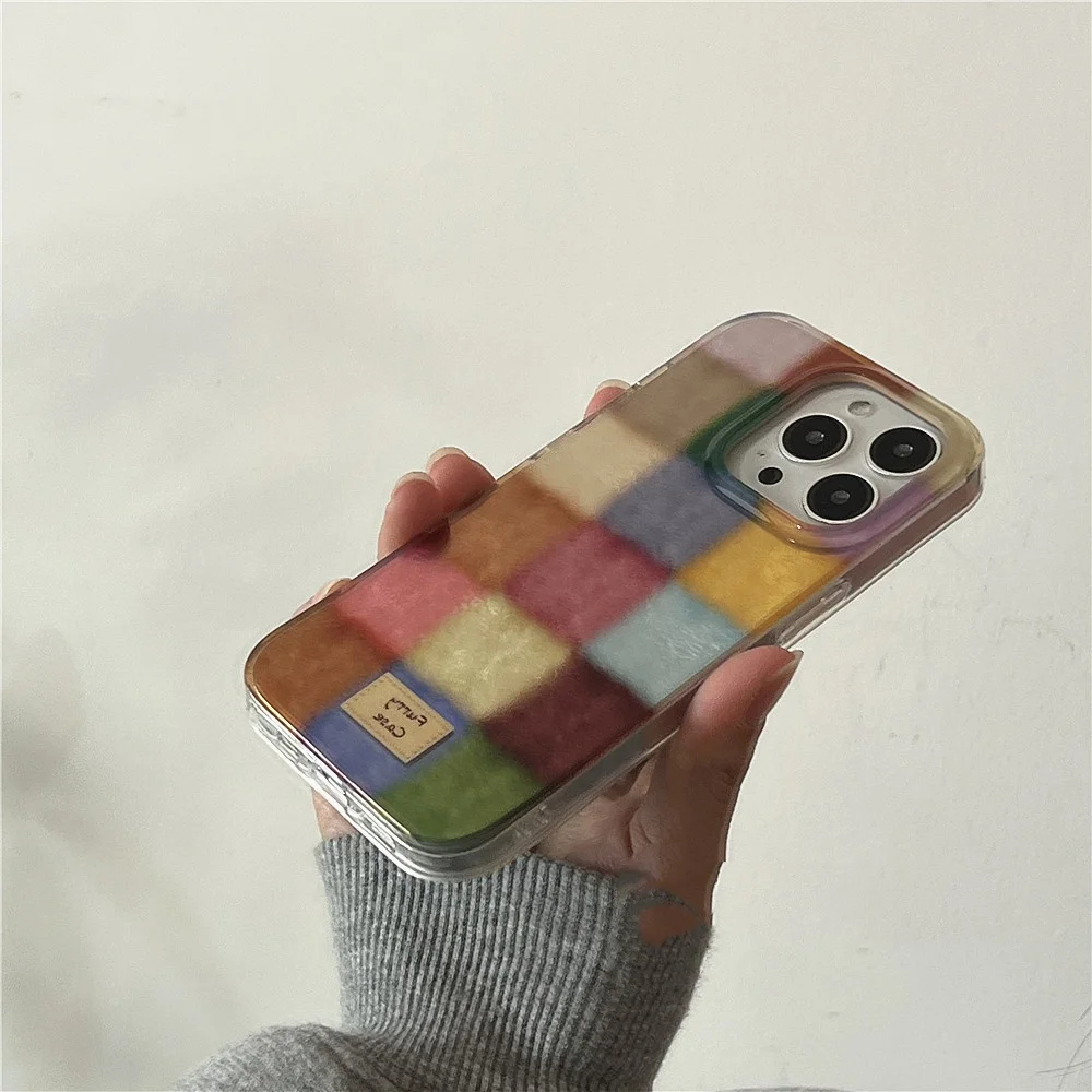 Фото Милый клетчатый чехол Dopamine Color Block Match для Oppo A3x A3 A60 A79 A78 A98 A58 A38 A57 A76 A71 A94 A16 A15 A93 A31 4G 5G Cover №4