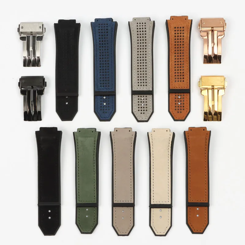 

Ремешок силиконовый для наручных часов, резиновый браслет из натуральной кожи Crazy Horse для Hublot, 30 мм, King Power Series, с инструментами, 29 х19 мм