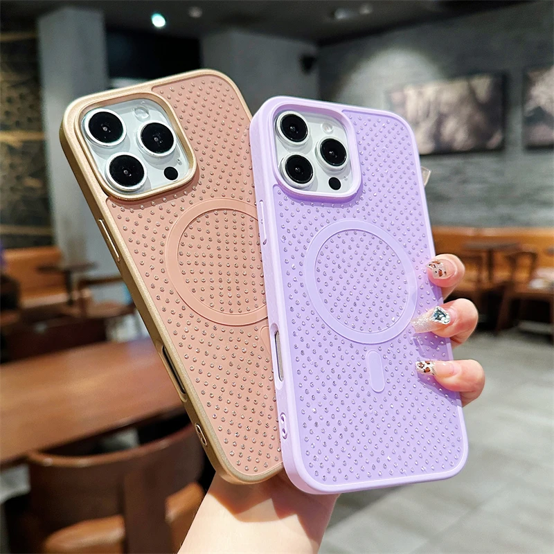 Магнитный чехол с блестящими стразами и бриллиантами для iPhone 16 15 14 Plus 11 12 13 Pro Max