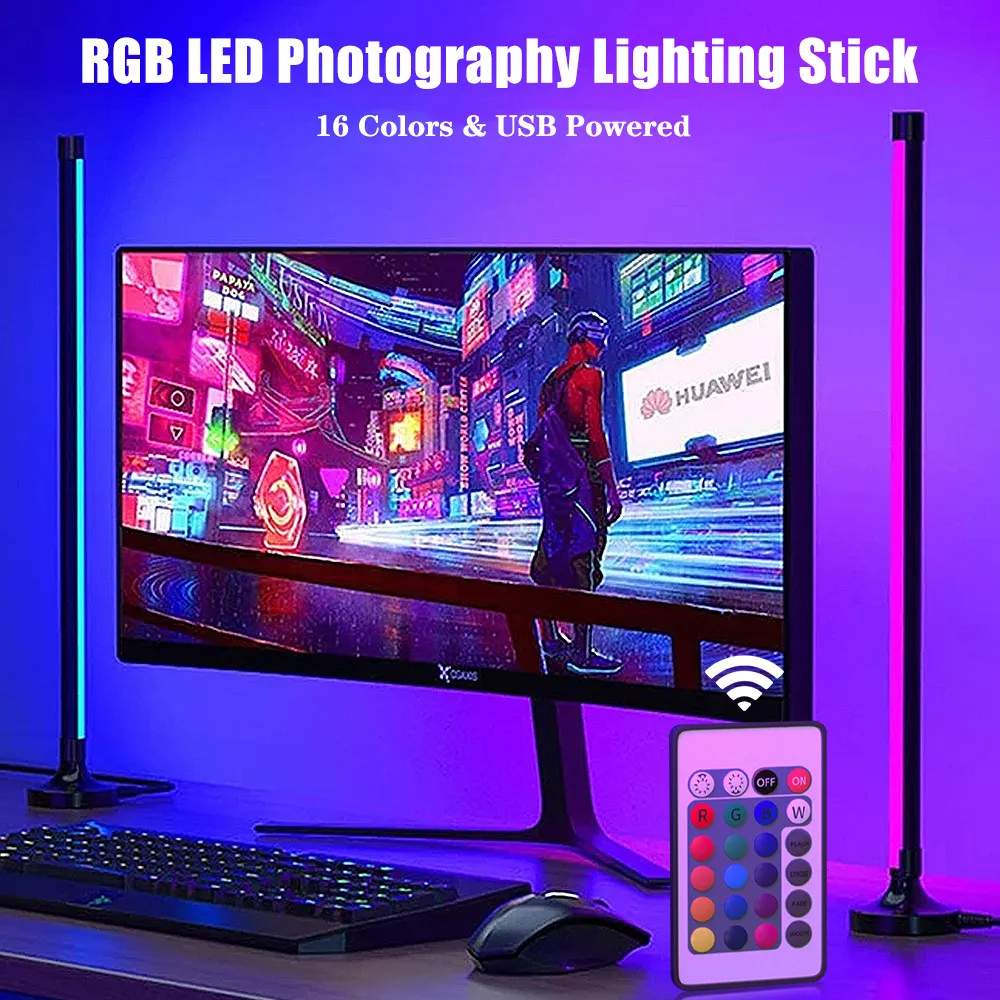 

RGB LED Video Light Wand Handheld 16-Color Photography Fill Lamp With Remote Control Rechargeable Light Stick For Live Streaming
