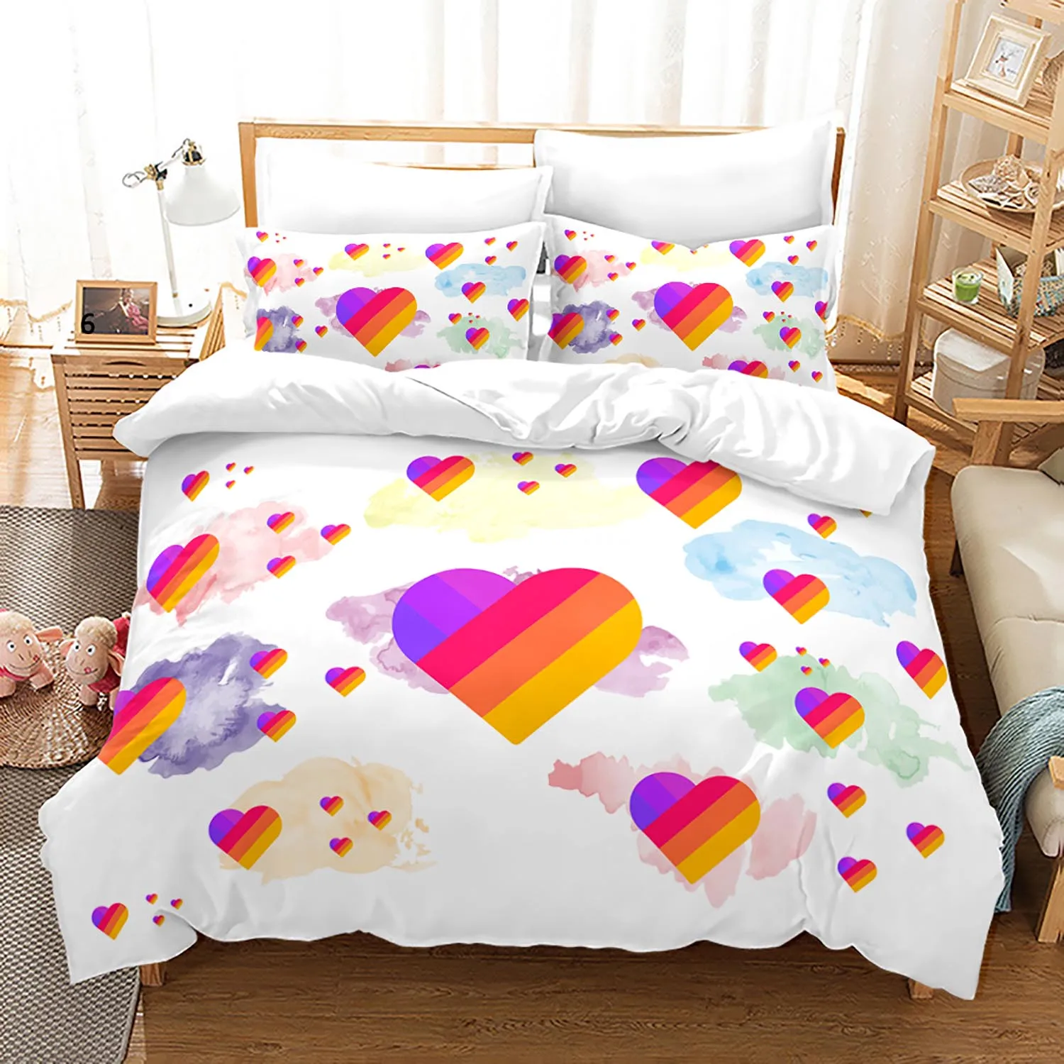 

Likee Bedding Set Single Twin Full Queen King Size Lover Likee Bed Set Aldult Kid Bedroom Duvetcover Sets Heart-shaped 002