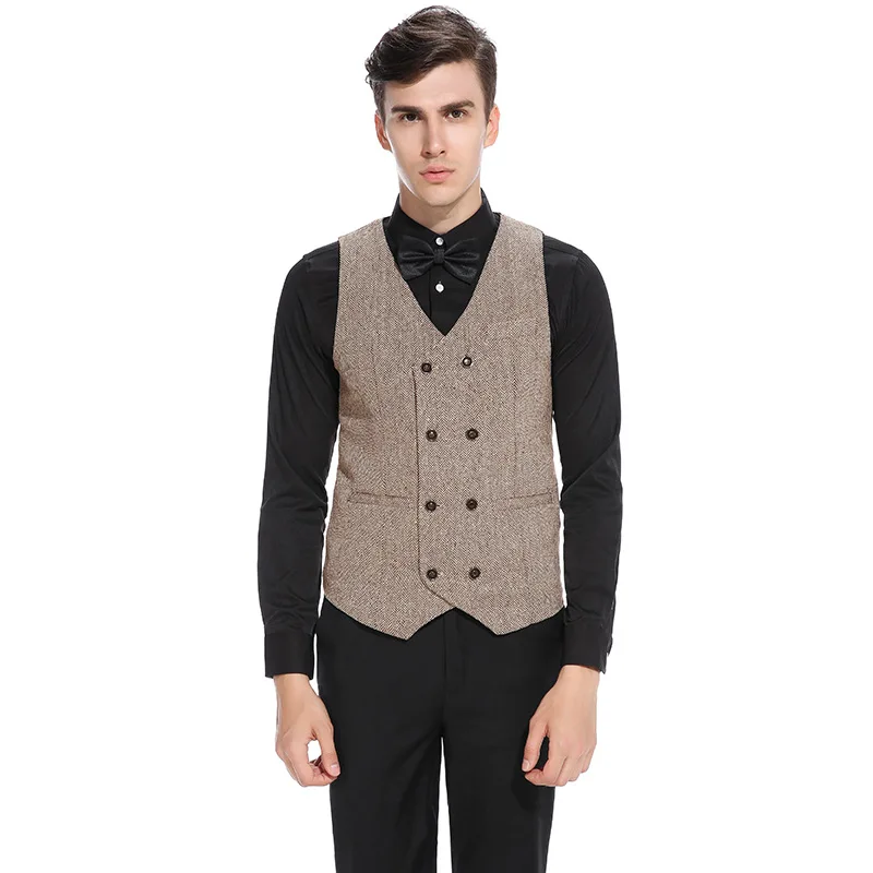 

Men's Suit Vest Double-breasted British Retro Solid Color Slim-fit Weskit Business Casual Daily Waistcoat For Men Party Gilet