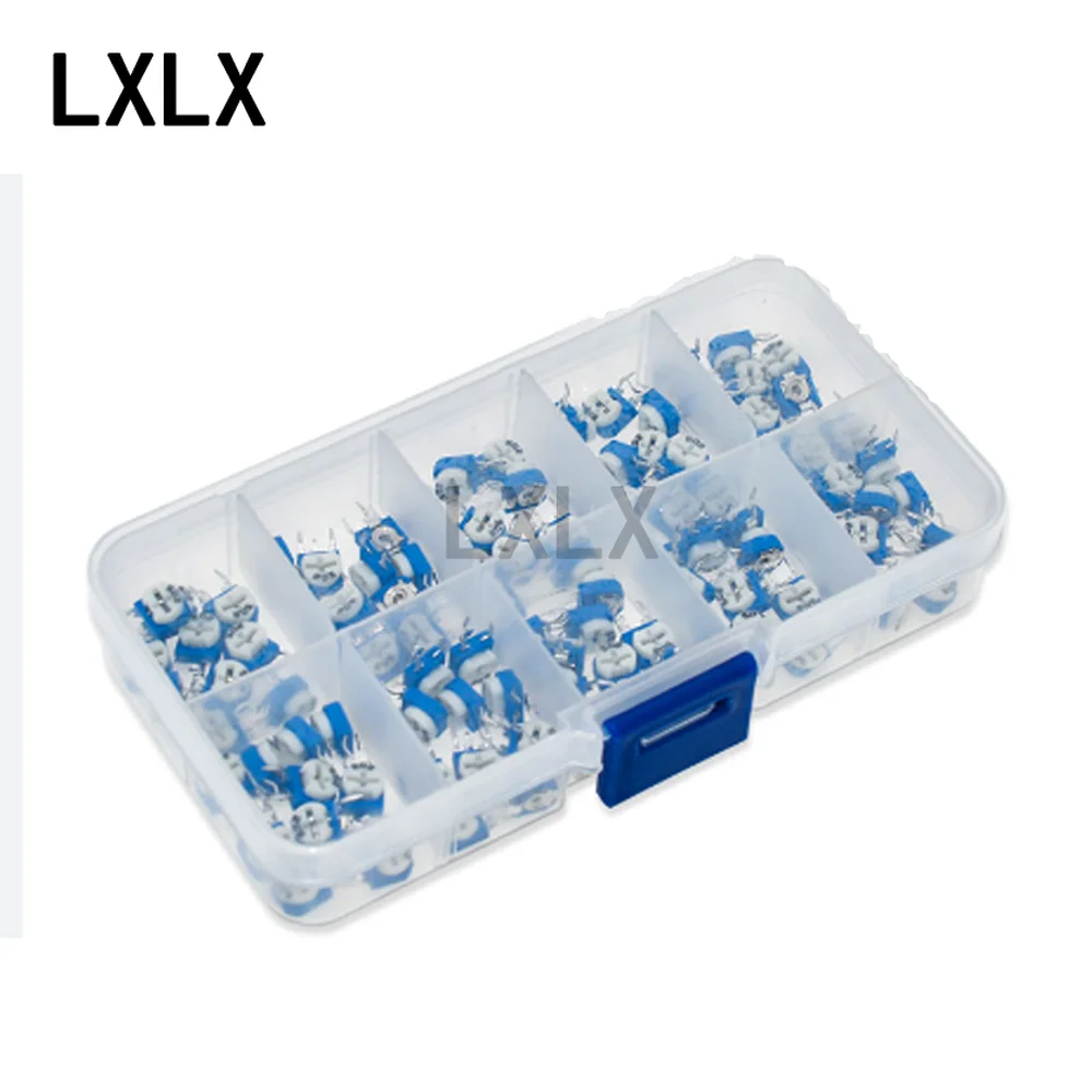 LXLX1 100 шт. 10 размеров RM065 синие и белые регулируемые резисторы 6 мм набор в
