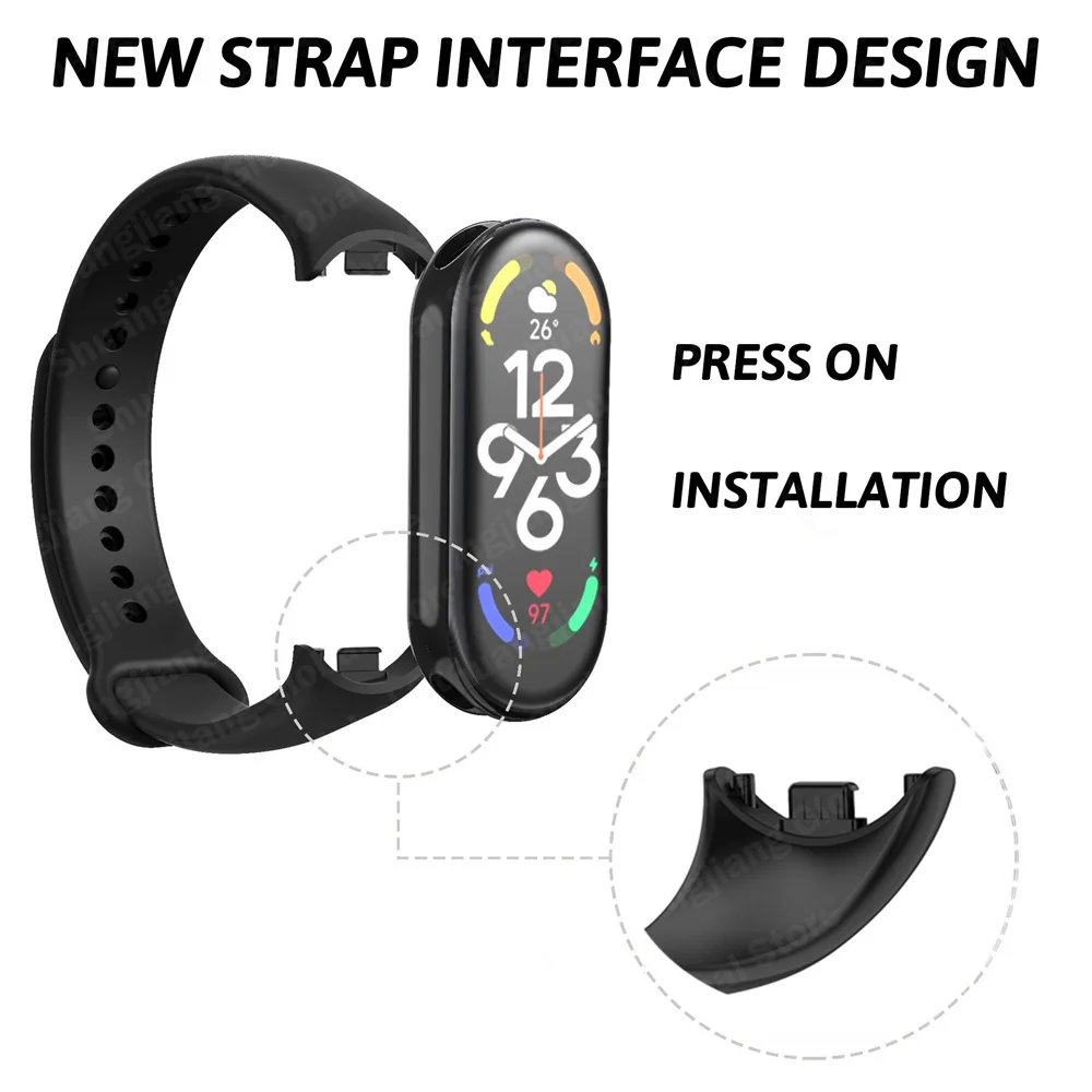 Silicone Film+Strap for Xiaomi Mi Band 8 Sport Wristband Bracelet for MiBand 8 NFC Rubber Strap Correa Smartwatch Accessories