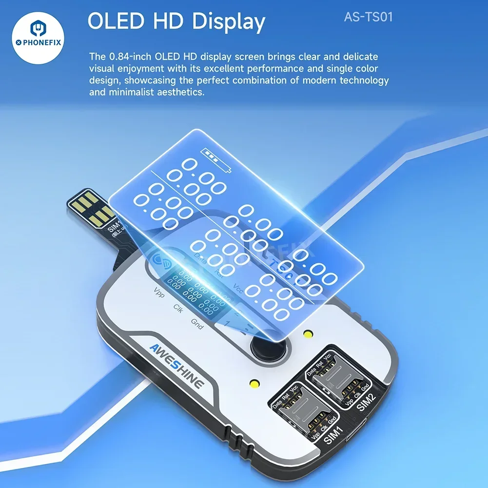 Aweshine TS-01 Универсальный тестер SIM-карты обнаруживает слоты для SIM-карт