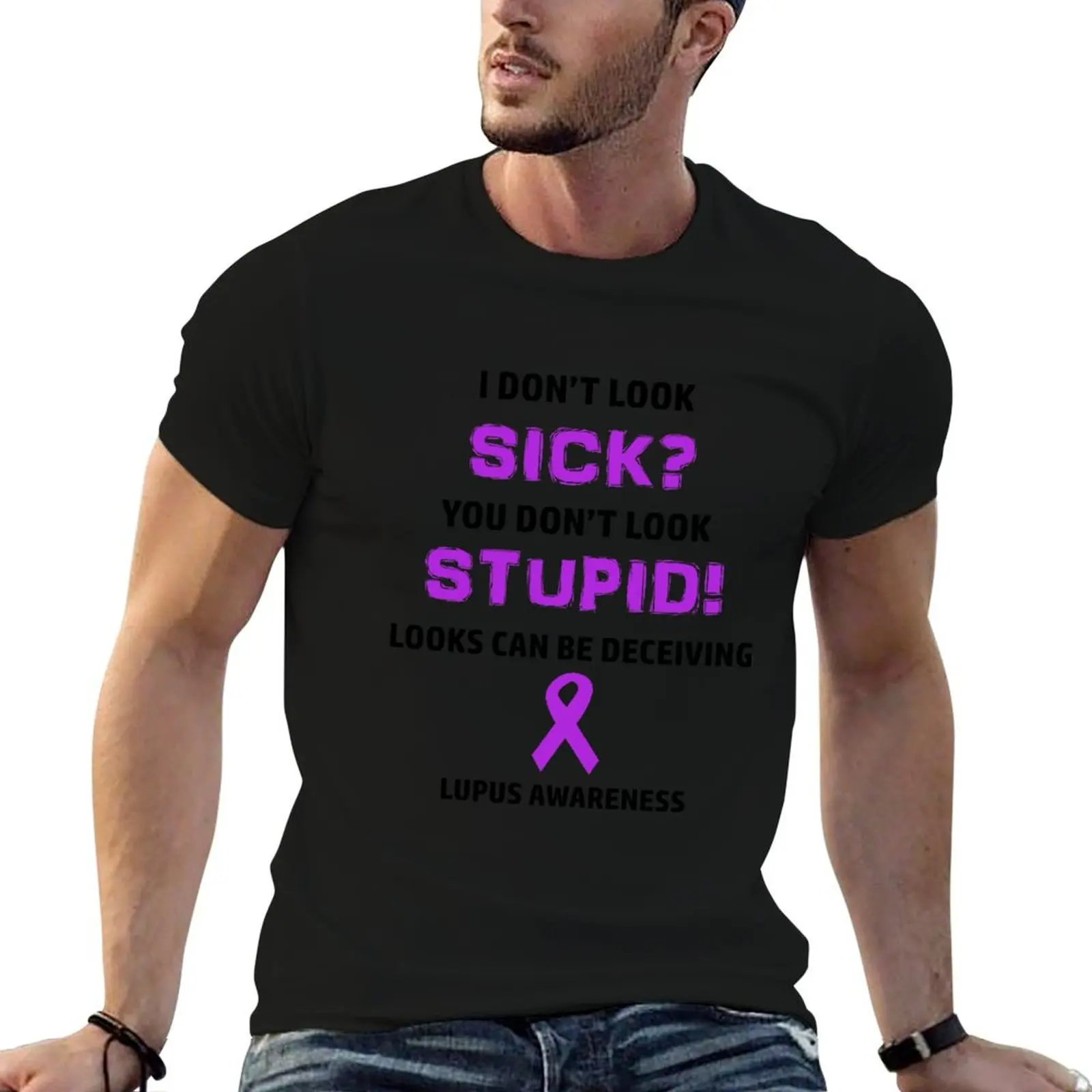Футболка Lupus You Don't Look Sick Awareness одежда в стиле аниме однотонная эстетичная